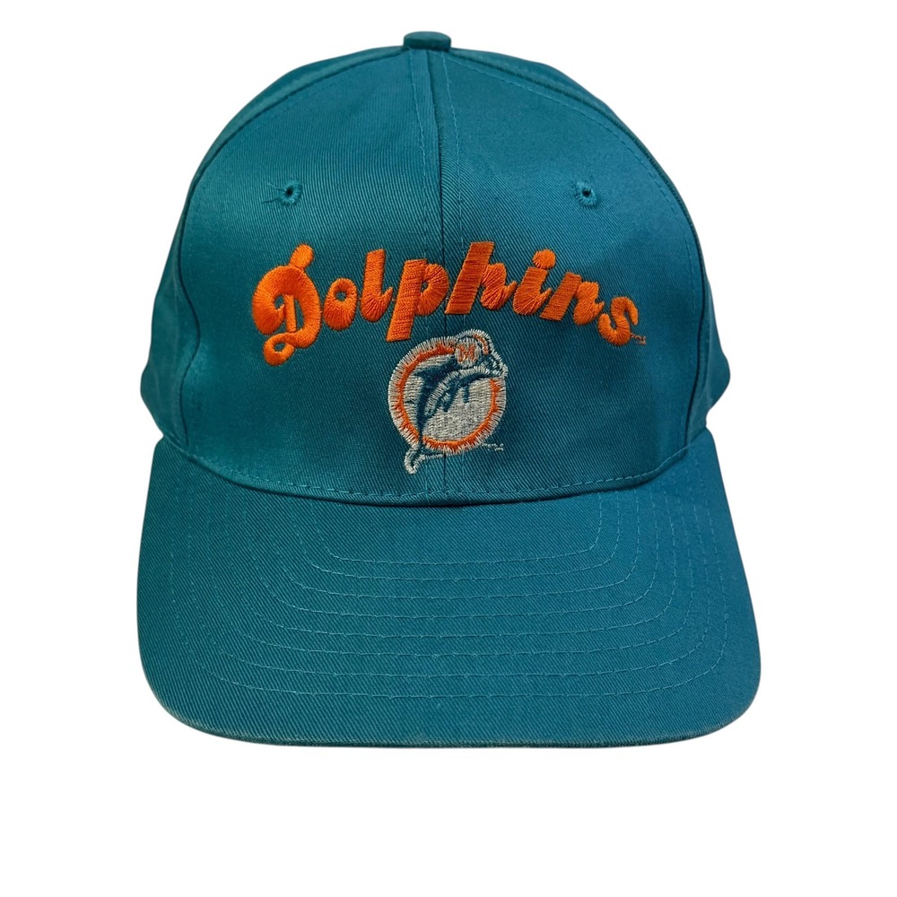 Vintage Miami Dolphins Hat AJD Cap Corp Snapback Teal Orange NFL Script Logo Cap